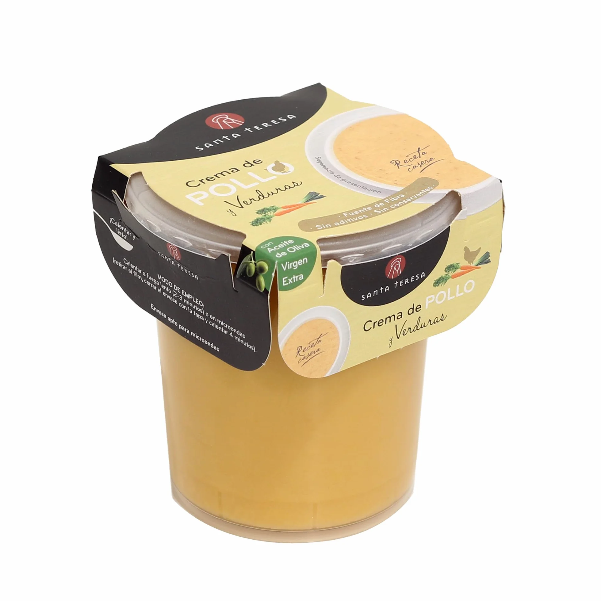 Santa Teresa - Pack de 6 Cremas de Pollo y Verduras - Elaboradas Con Ingredientes Naturales, Sin Conservantes Ni Aditivos - Envase Apto Para Microondas. 3.600ml