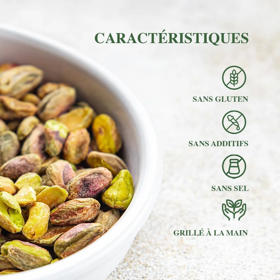 PISTAMED - Pistachos Pelados Tostados Artesanalmente sin Sal - Alto Contenido en Fibra - Apto Veganos y Sin Gluten - Bolsa 500 g con Cierre Zip - Origen España - Para Repostería y Hostelería