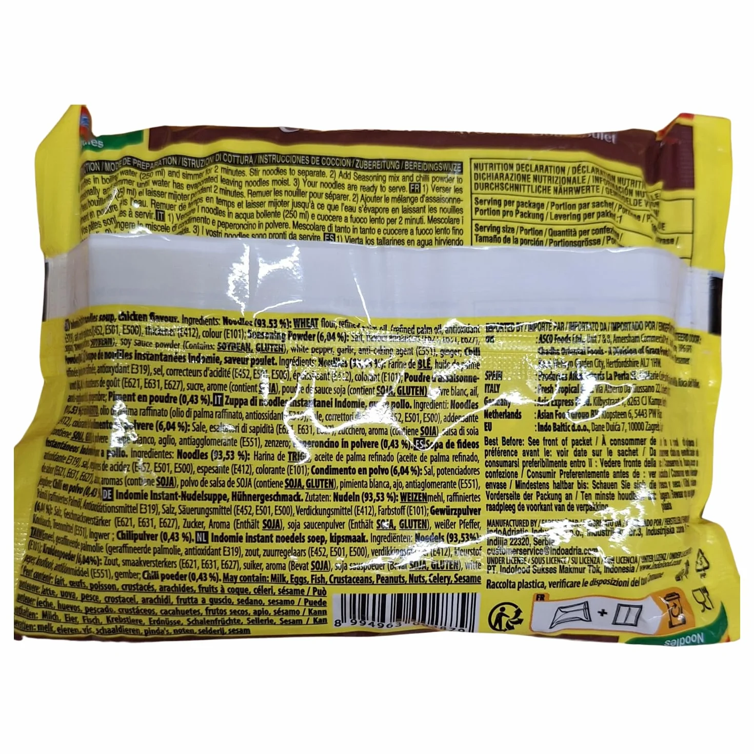 INDOMIE - Fideos instantáneos con sabor a pollo Goût Poulet - Multipack (40 x 70 g)