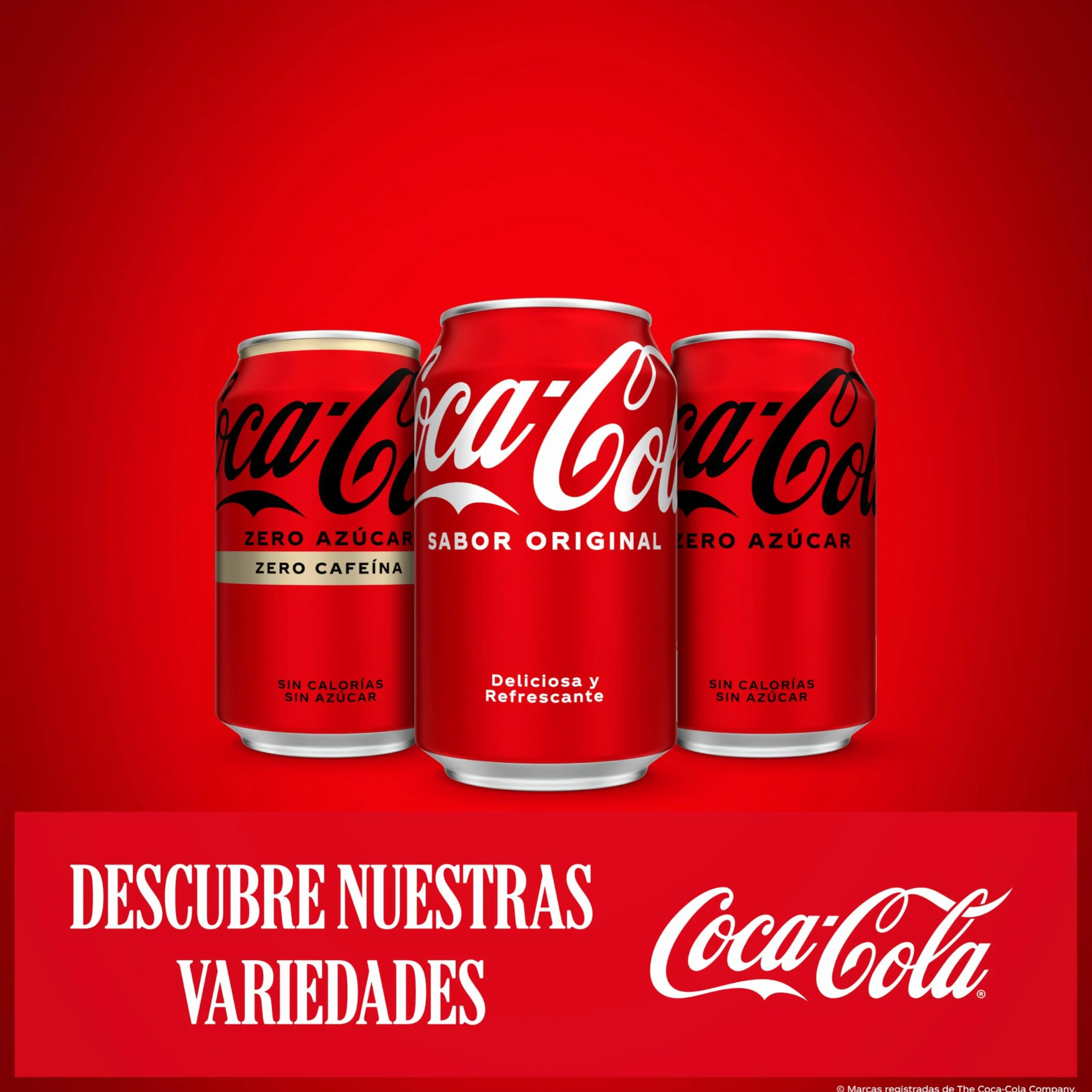 Coca-Cola Zero Azúcar Zero Cafeína Refresco de Cola sin Azúcar Bajo en Calorías Pack 24 Latas 330 ml