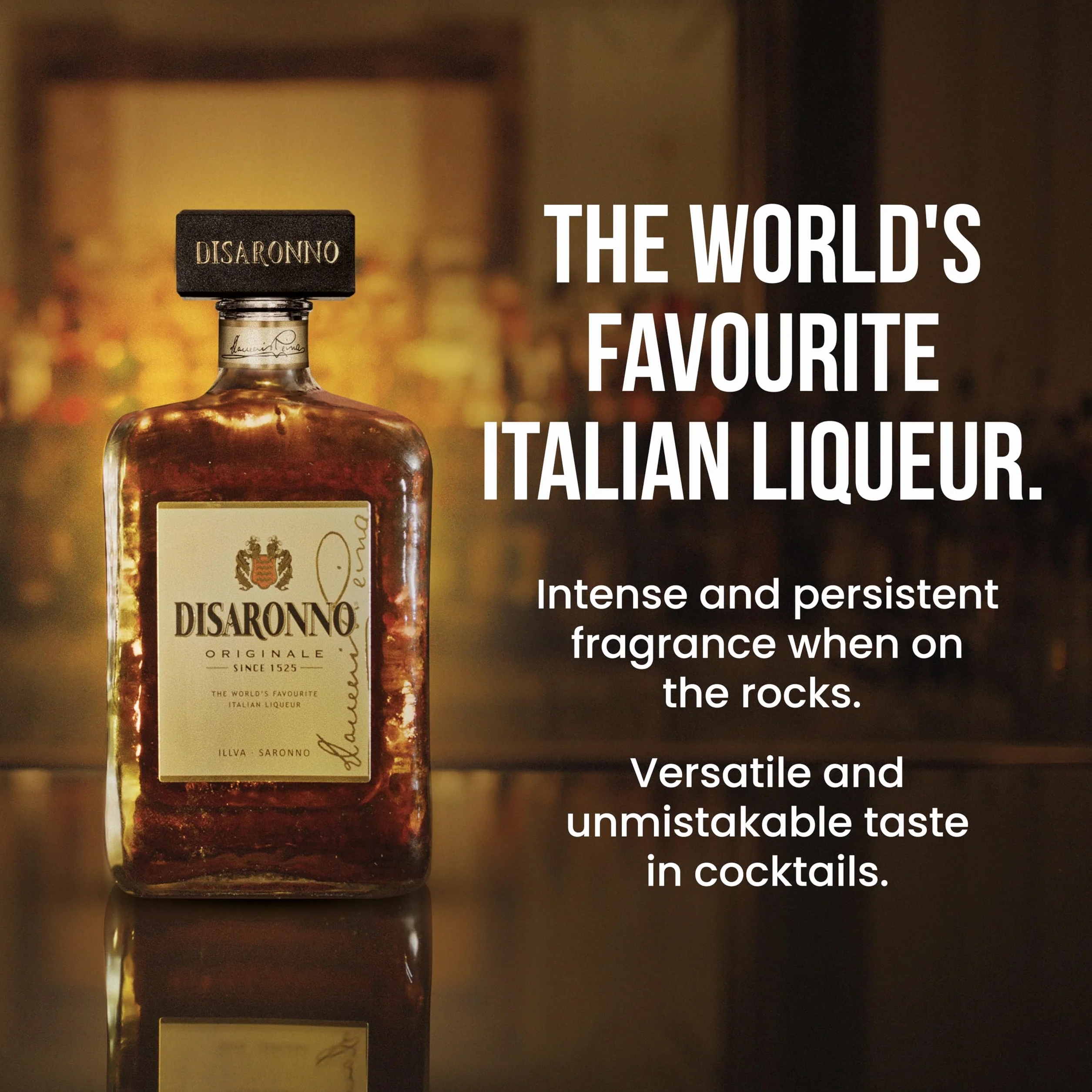 Disaronno Licor italiano Amaretto - licor elaborado a base de almendrina - 1 botella de 1L