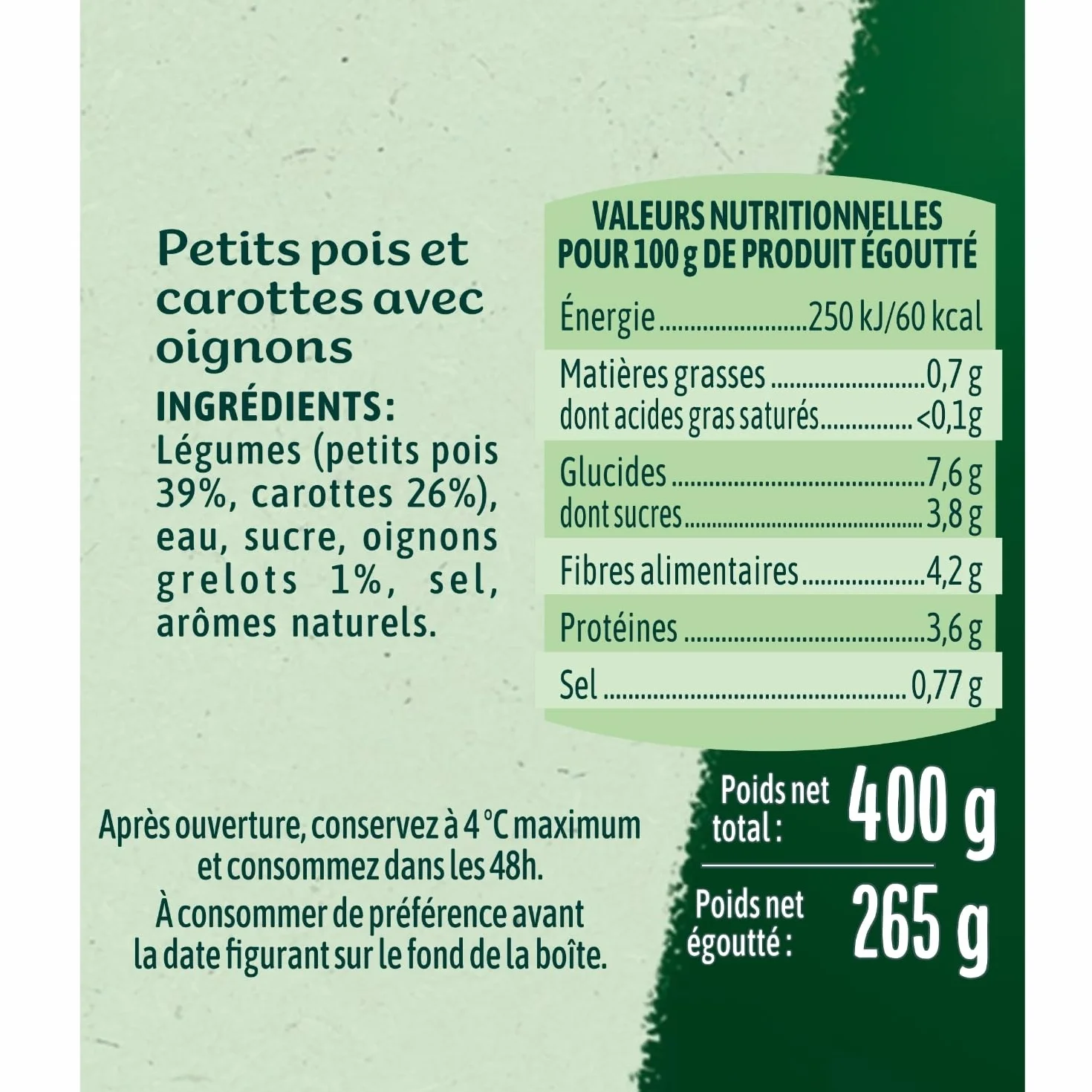 Guisantes con zanahorias lata 265 g neto escurrido