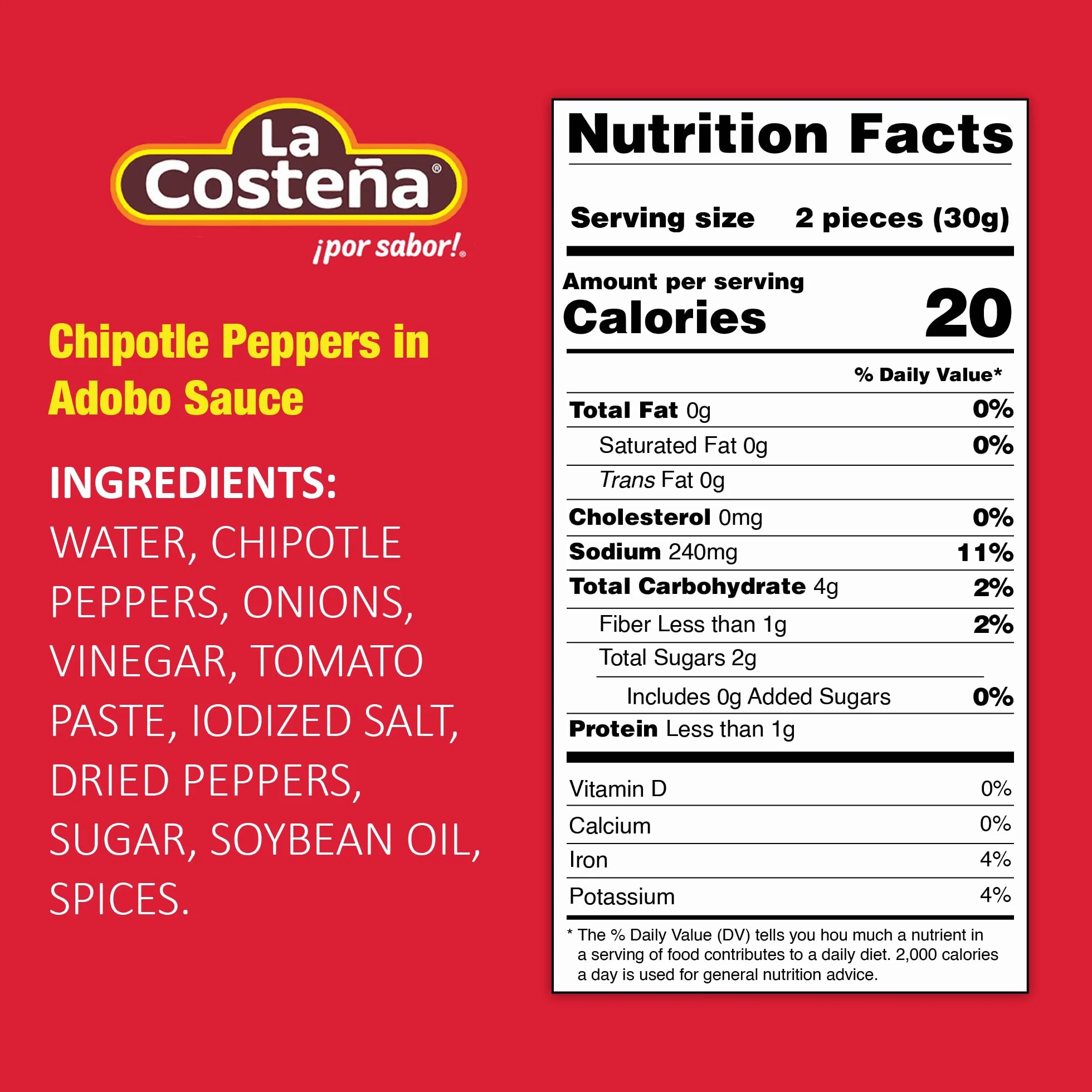 OsoRetail pack 6 latas de La Costeña Chipotle en Salsa Adobo 199g | 1,2kg