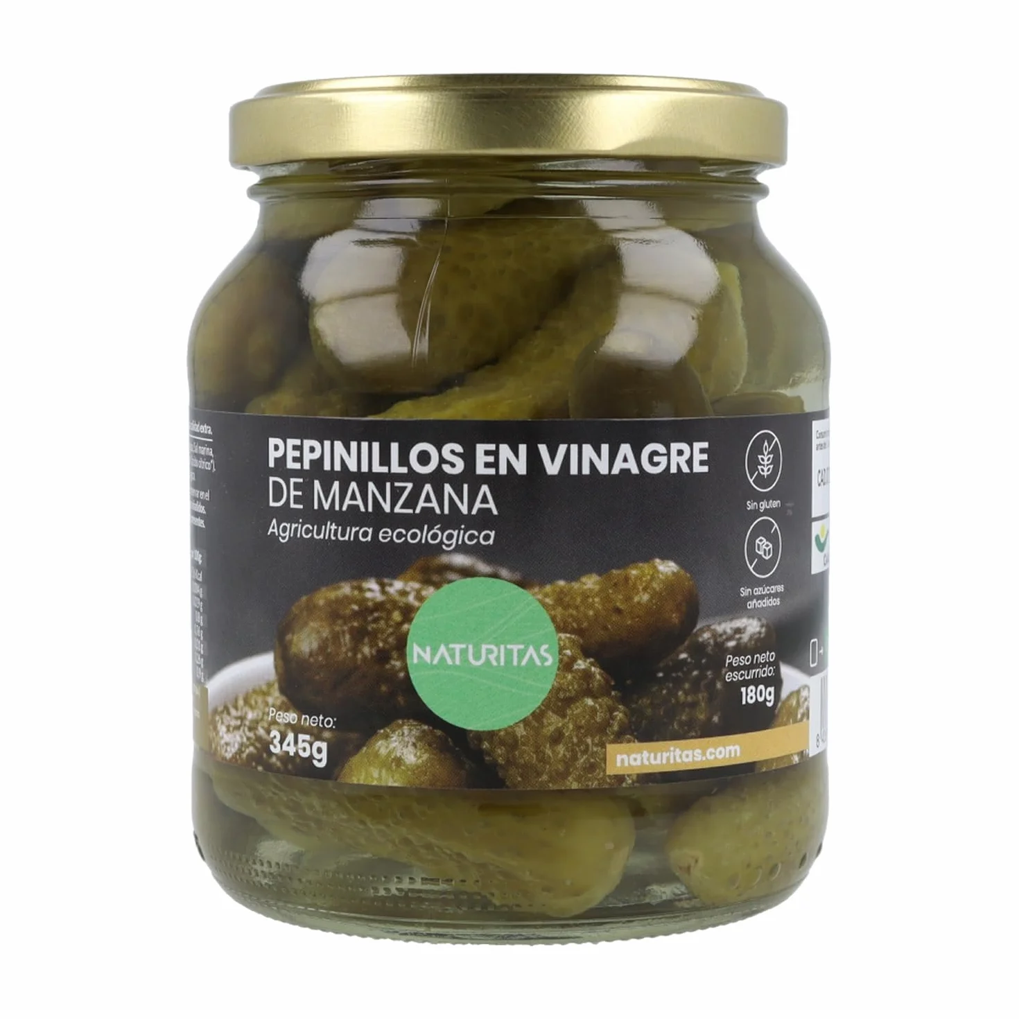Naturitas Essentials Pepinillos sin azúcar con vinagre de manzana 345g