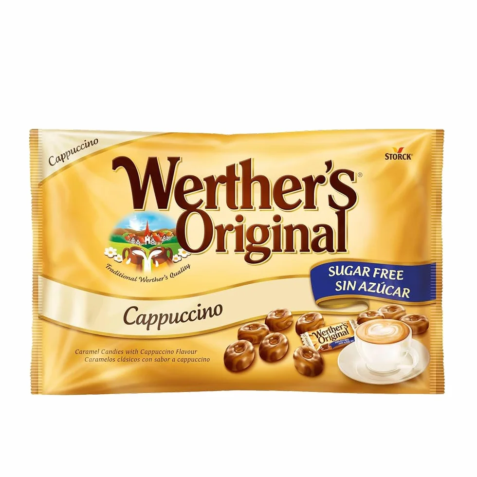 Werther's Original Caramelos Toffee de Mantequilla y Nata con Sabor a Capuccino Sin Azúcar - Bolsa de 1 kg - Sin Gluten y Aptos para Vegetarianos y Diabéticos - Para Compartir y Regalar