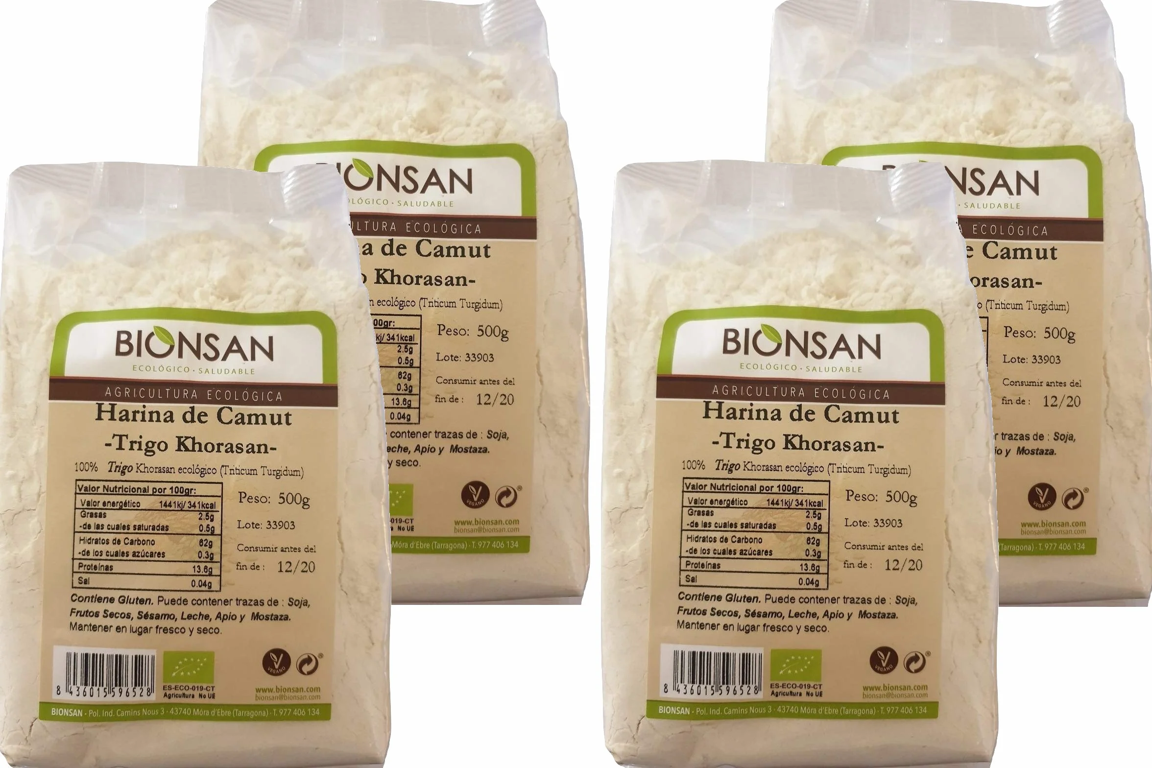 Bionsan Harina de Camut Ecológico - Trigo Khorasan - 4 Paquetes de 500 gr - Total: 2000 gr…