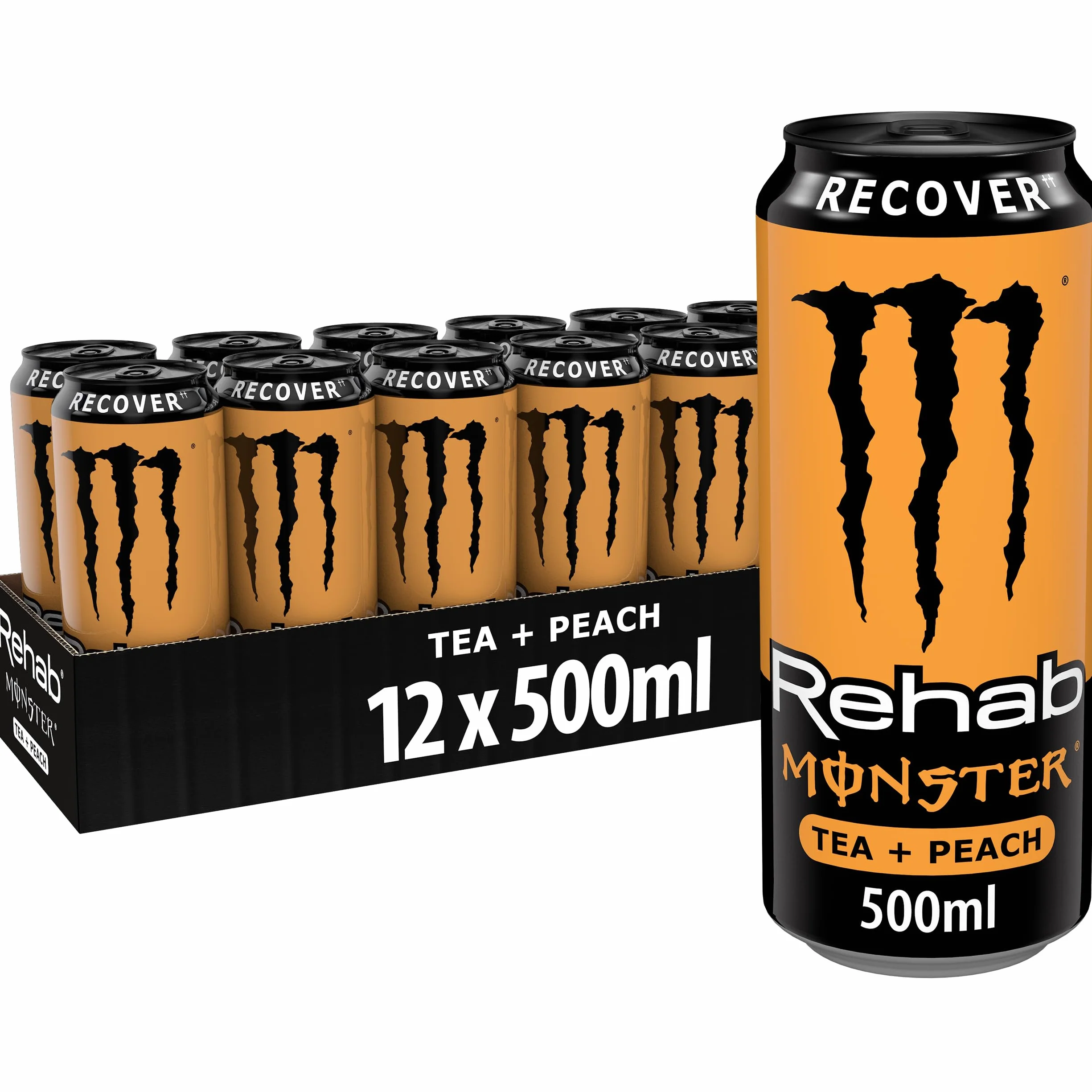Monster Rehab Peach, Bebida Energética - Pack de 12 Latas de 500ml