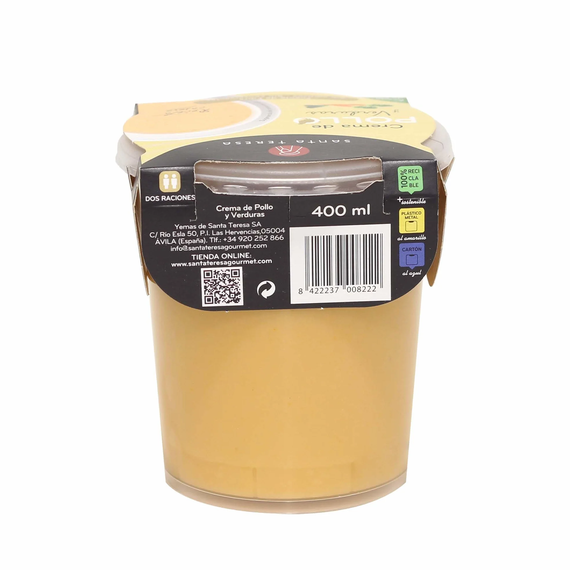 Santa Teresa - Pack de 6 Cremas de Pollo y Verduras - Elaboradas Con Ingredientes Naturales, Sin Conservantes Ni Aditivos - Envase Apto Para Microondas. 3.600ml