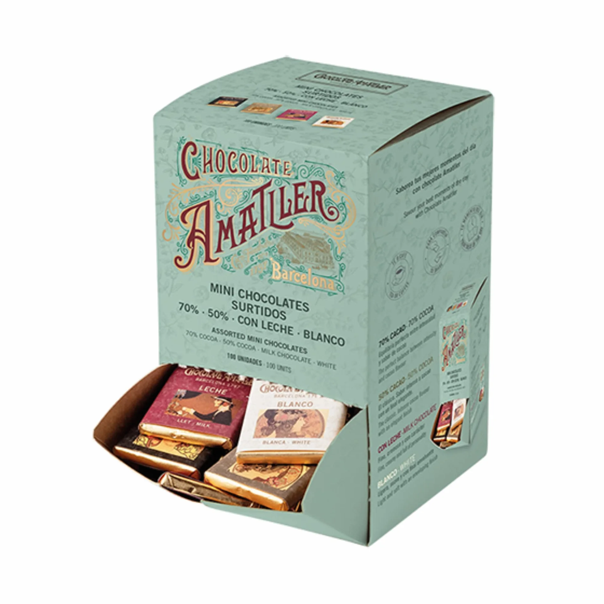 Amatller Caja de Mini Chocolate Surtido 5gr. 4 Variedades - 100 onzas