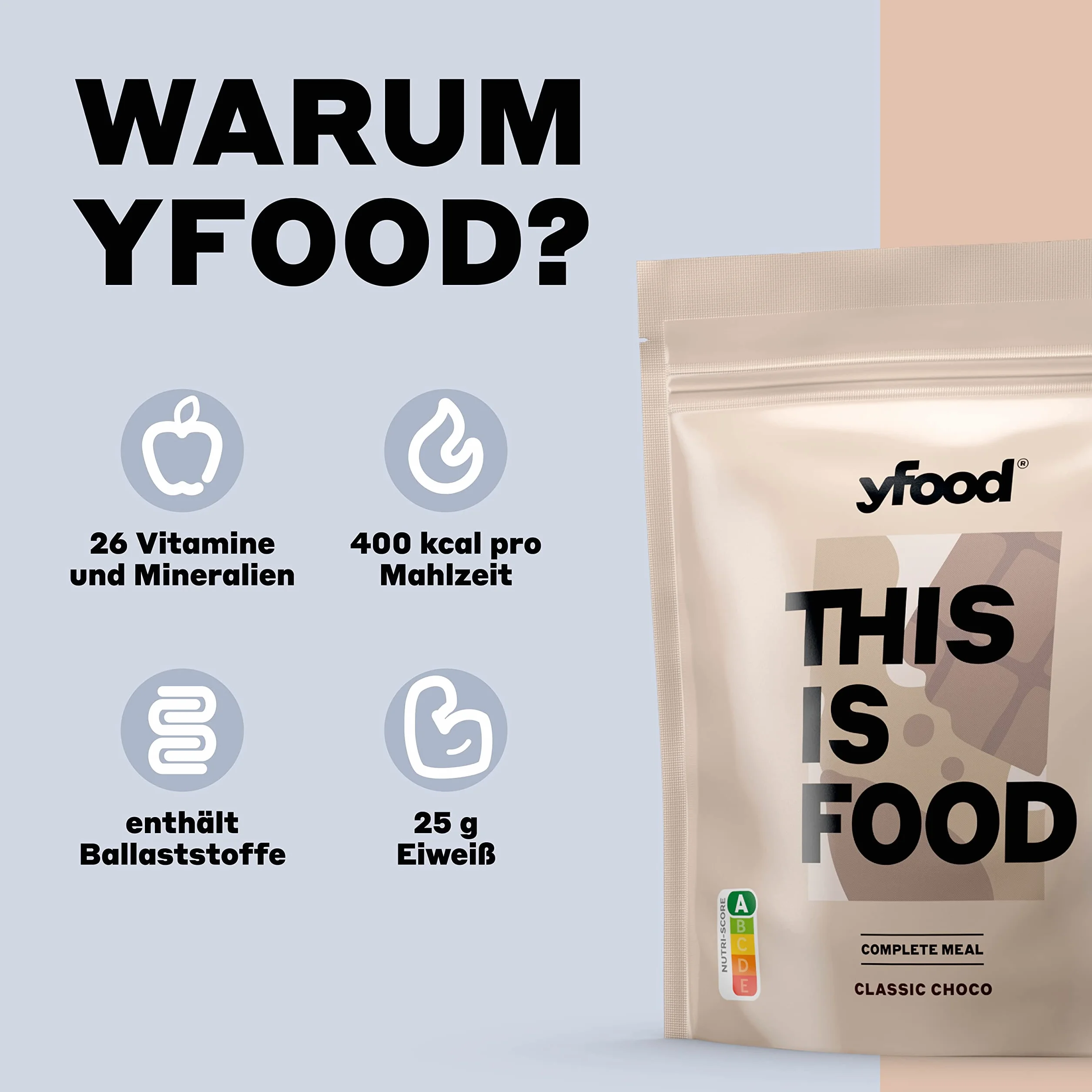 yfood batido en polvo | sustituto de comida | THIS IS FOOD batido de proteína | 17 comidas | 26 vitaminas y minerales | pack 1,5kg