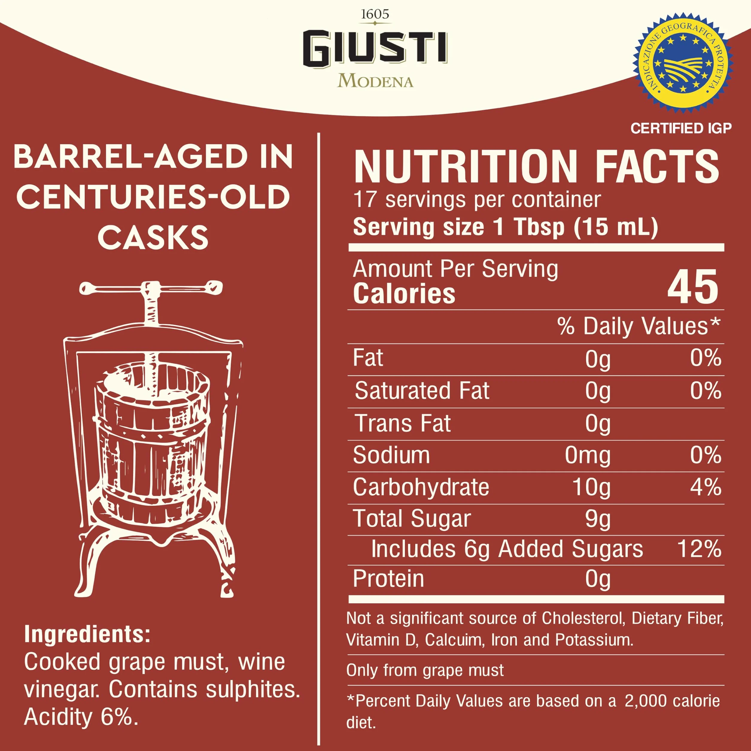 Giusti - Vinagre balsámico IGP de Módena 3 medallas de oro - 250ml Champagnotta