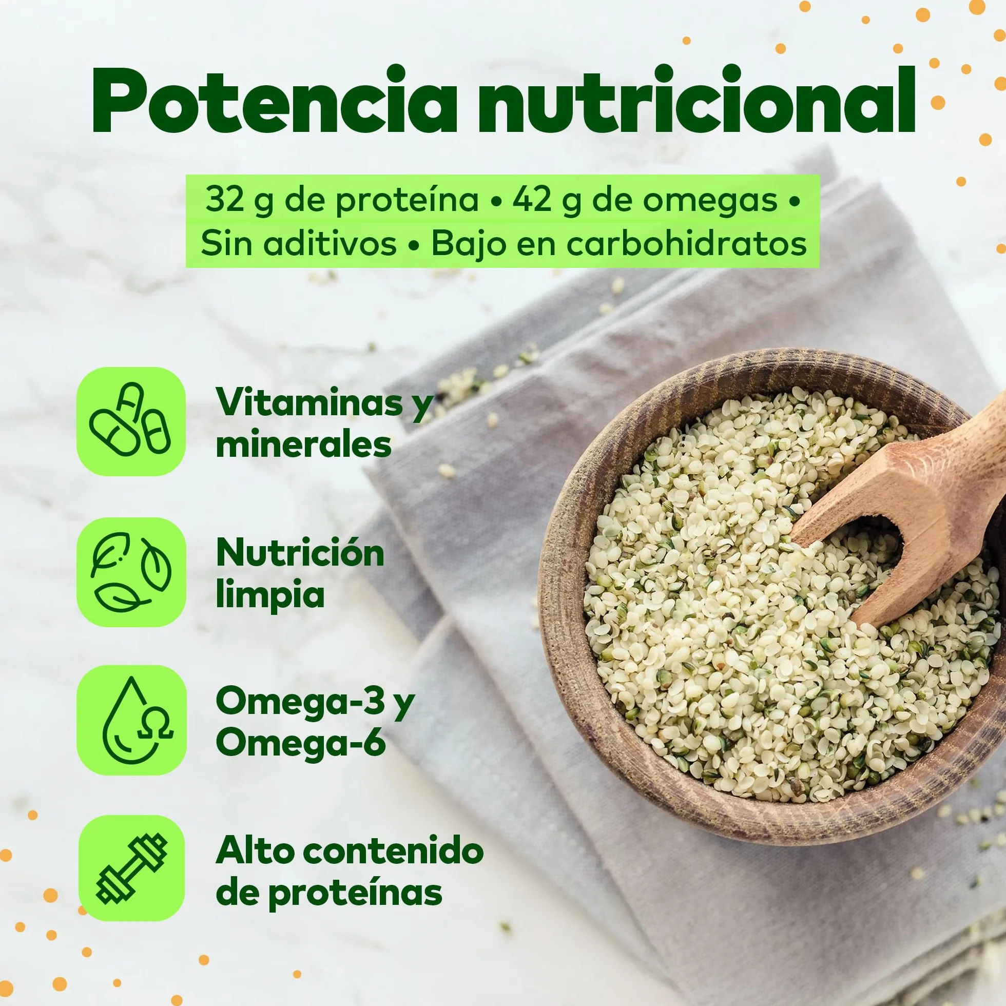 Jorus Semillas de Cáñamo Naturales Descascaradas y Crudas 1kg – Fuente Rica en Omega 3 y 6, Proteína y Fibra, Perfectas para una Dieta Saludable, Origen Europeo, Sin Aditivos - Hemp Seeds