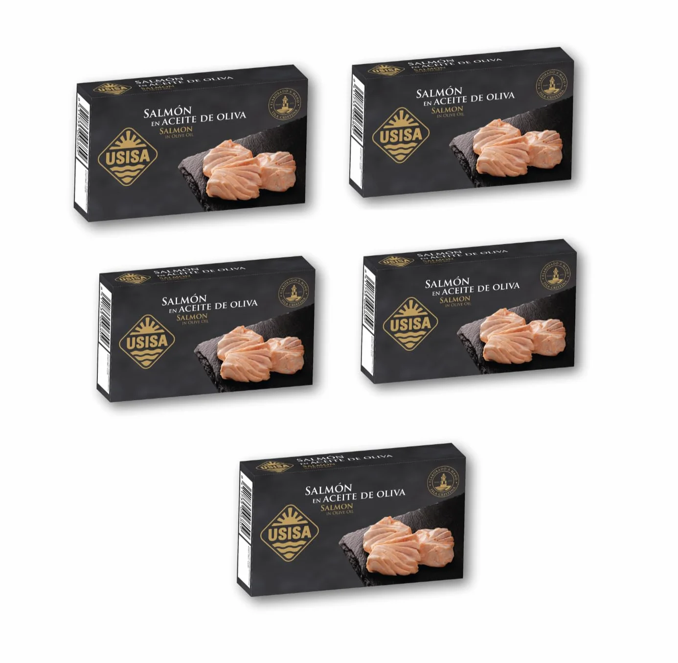 USISA - Conserva de Pescado | Delicioso Salmón en Aceite de Oliva - Pack de 5 Latas de 85 g cada una | Rico en Omega-3 y Listo para Disfrutar.