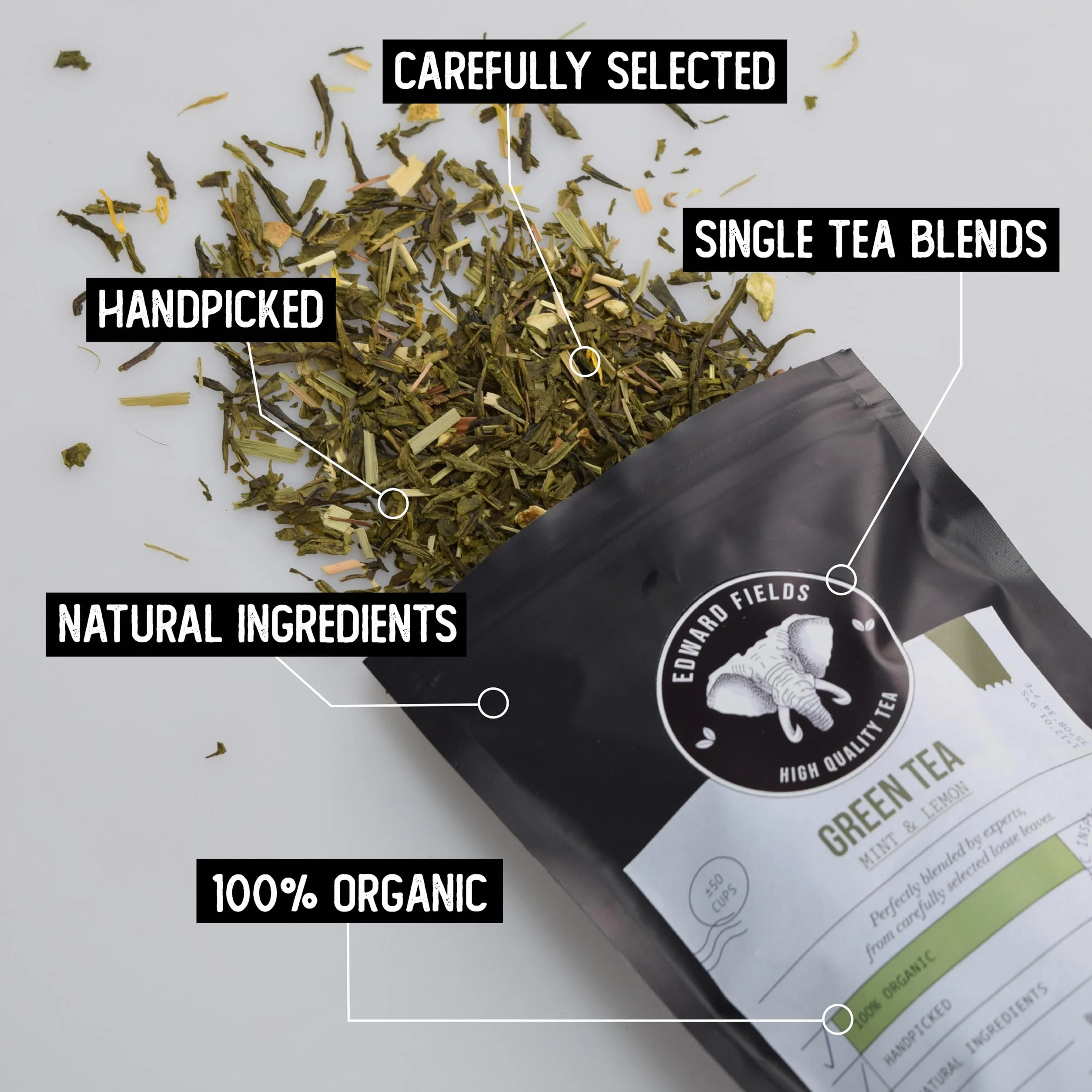 Edward Fields Té Negro Chai Latte Orgánico a Granel 100g 50 Tazas